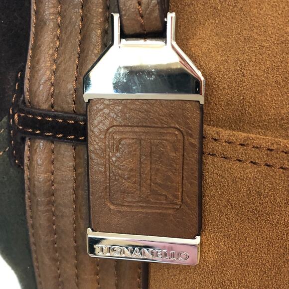 Tignanello Brown Suede Leather Colorblock Shoulder Bag Purse Gently Used - Picture 5 of 14